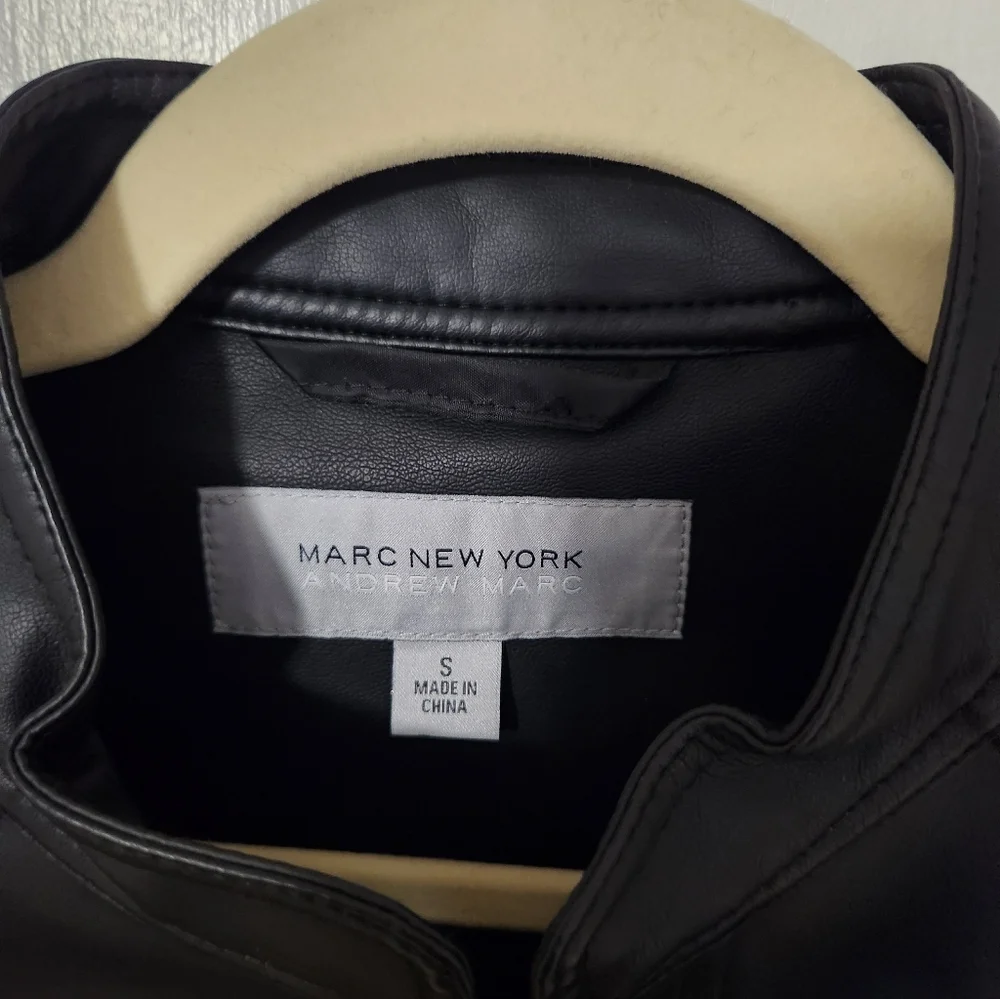 Marc New York Leather Jacket Coat Size Small Distressed Bomber Motorcycle Black - Picture 3 of 4